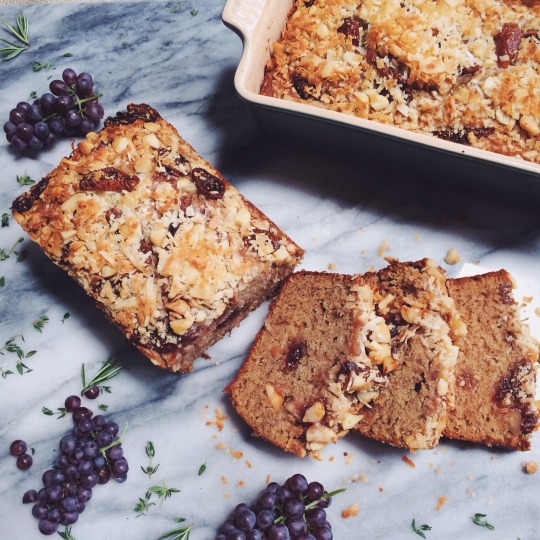 Banana Bread w/ Strawberry Macadamia Nut Crumble