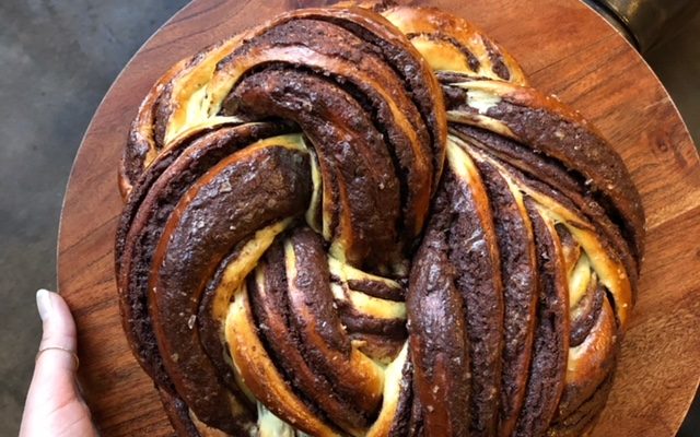 Chocolate Swirled Challah with orange zest